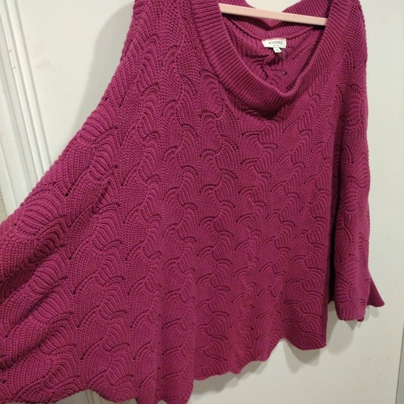 Andree By Unit Women's Fuchsia Batwing Sleeve Off Shoulder Pullover Sweater Top - Picture 4 of 8